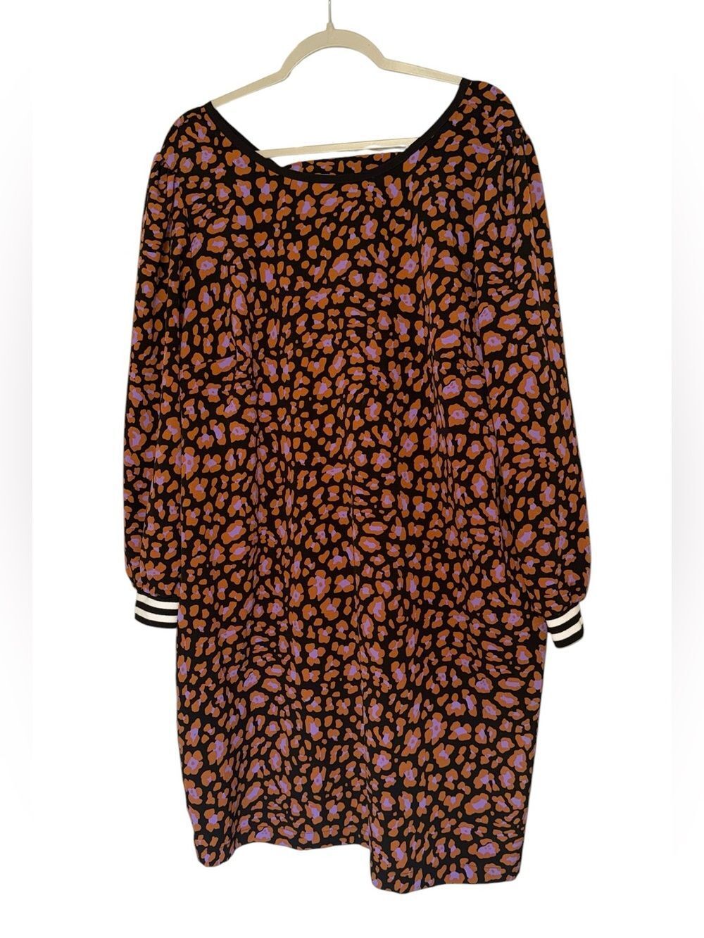 Brown & Pink Leopard Print Shift Dress SIZE 2X (18)